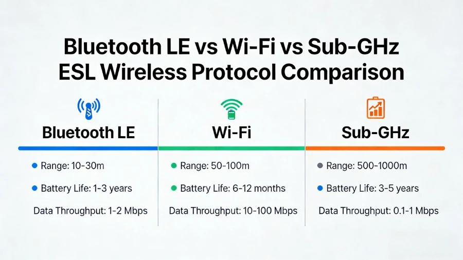 Bluetooth ба Wi-Fi ба Дэд-ГГц электрон тавиурын шошго
